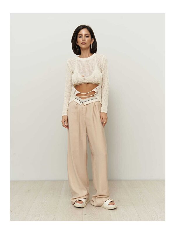 Mai Collection Tessa Lyocell Bej Palazzo Pantolon