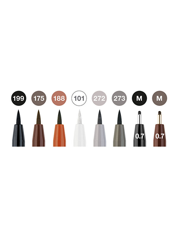 Faber-Castell Pitt Artist Pen Fırça Uç 8'li Klasik Set,Dağılma Yapmayan Kokusuz Mürekkep