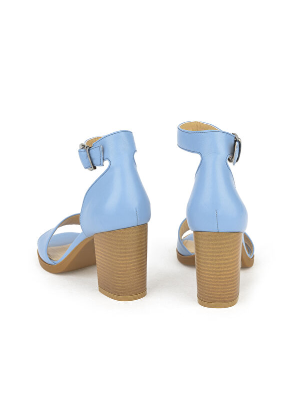 Kadın Hakiki Deri Topuklu Ayakkabı 1411003Z301 Jean Mavi - Görsel 3