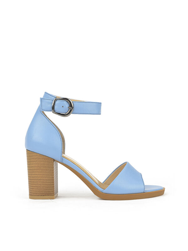 Kadın Hakiki Deri Topuklu Ayakkabı 1411003Z301 Jean Mavi - Görsel 5