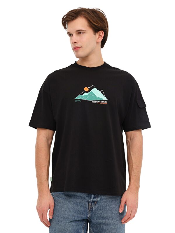 Kinetix ML DAY 11OTD213 5FX Siyah Erkek Kısa Kol T-Shirt