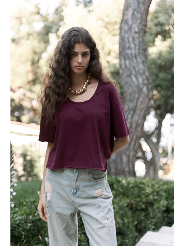 Bohemai Ripley Yarım Kol Bordo T-Shirt