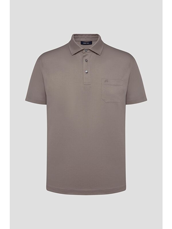 Sabri Özel Cep Detaylı Düğmeli Polo Yaka Erkek T-Shirt Kahve
