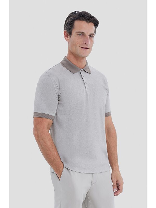 Sabri Özel Bej Regular Fit Polo Yaka Tişört