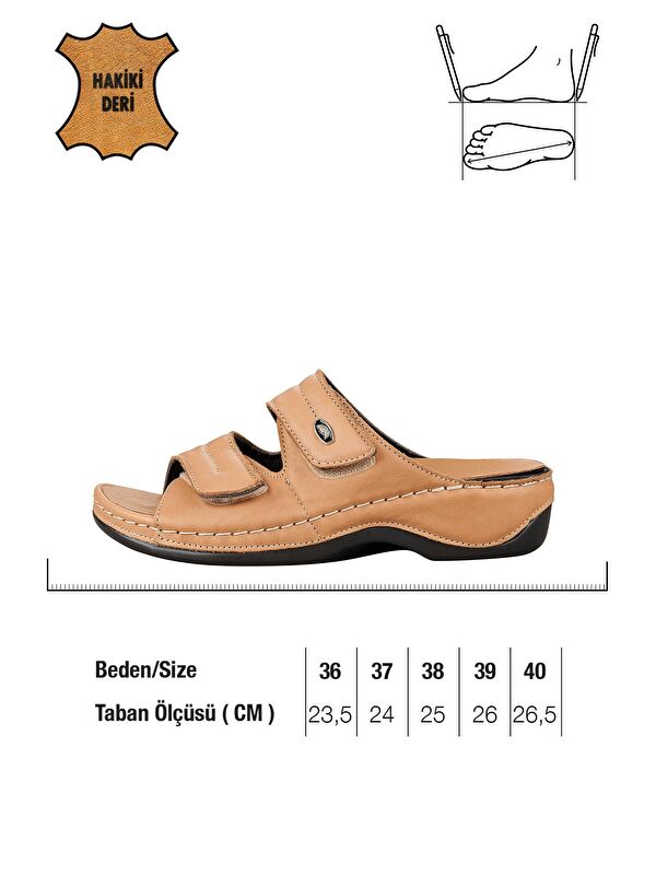 Kadın Ayarlanabilir Hakik Deri Terlik - Görsel 3