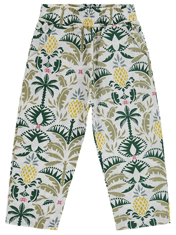 Civil Girls Ananas Desenli 2-5 Yaş Pantolon - Ekru