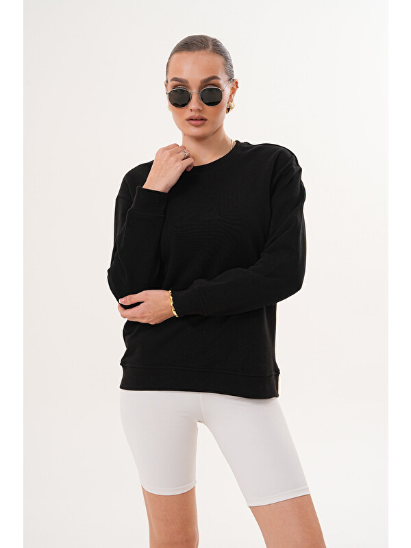 MİSS DÜNYA LİSSA Unisex Bisiklet Yaka %100 Pamuk Basic Sweatshirt