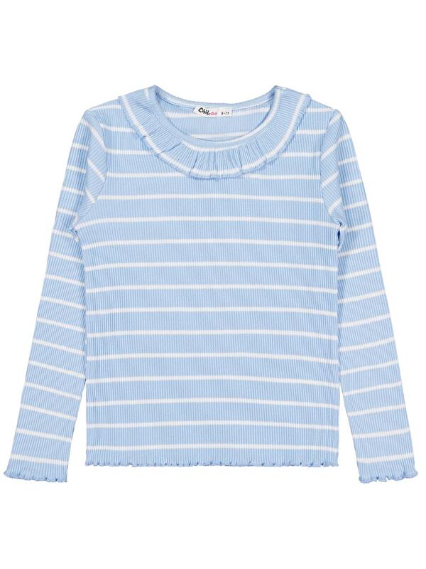 Civil Girls Çizgili 6-9 Yaş Sweatshirt - Mavi 8-9 Yaş