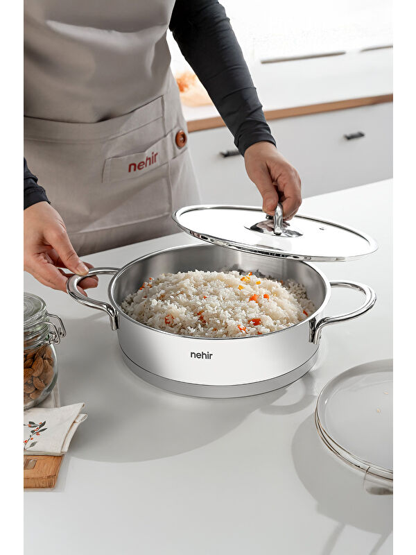 Nehir Silver Trend 26 cm Paslanmaz Çelik Sığ Tencere