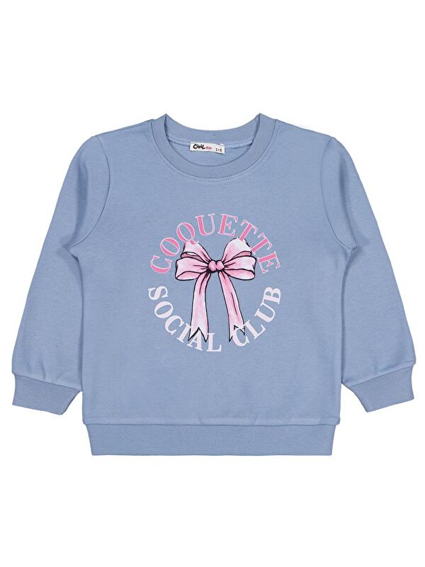 Civil Girls Kurdela Baskılı 2-5 Yaş Sweatshirt - Mavi 2-3 Yaş