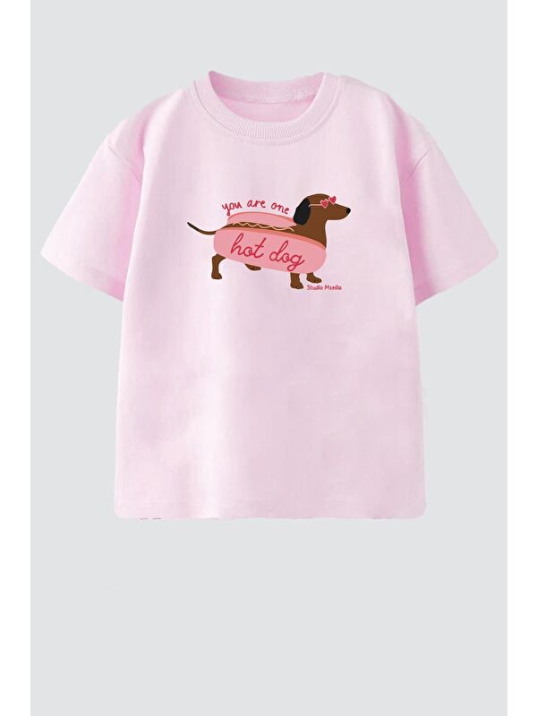 Monila Kız Çocuk Bisiklet Yaka Baskılı Tshirt