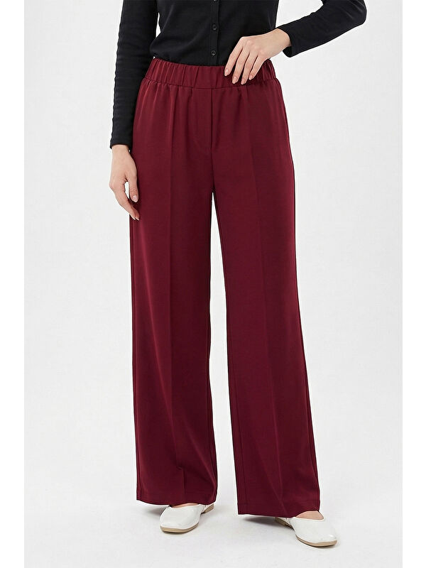 Remsa Beli Lastikli Geniş Paça Pantolon 5580 Bordo