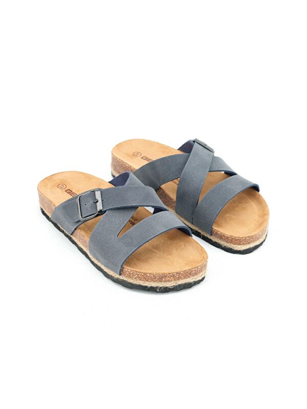 Yazlık Kadın Mantarlı PVC Taban Tek Tokalı Ayarlanabilir Rahat Günlük Terlik - Görsel 4