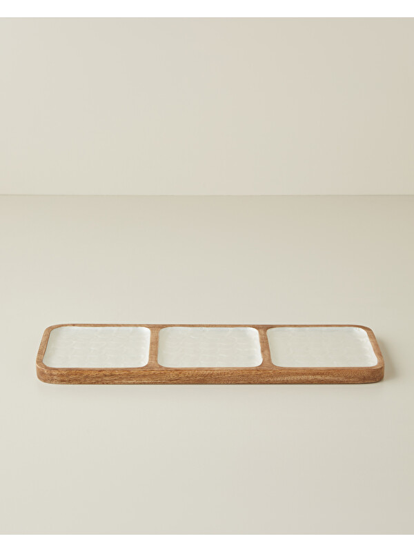 English Home Perla Mango 3 Bölmeli Sunumluk 42x14x2 cm Krem