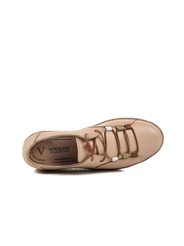 Bej Hakiki Deri Anatomik Kadın Casual Ayakkabı Z132 Z - Görsel 5