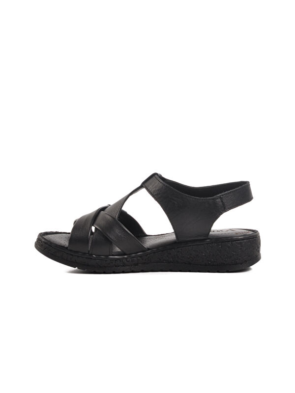 Siyah Hakiki Deri Kadın Sandalet 9216 Z - Görsel 3