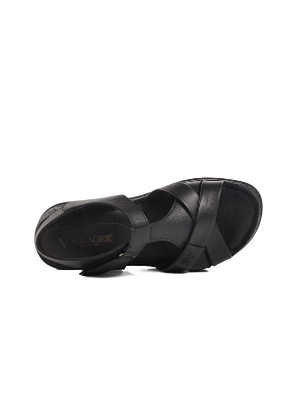 Siyah Hakiki Deri Kadın Sandalet 9216 Z - Görsel 5