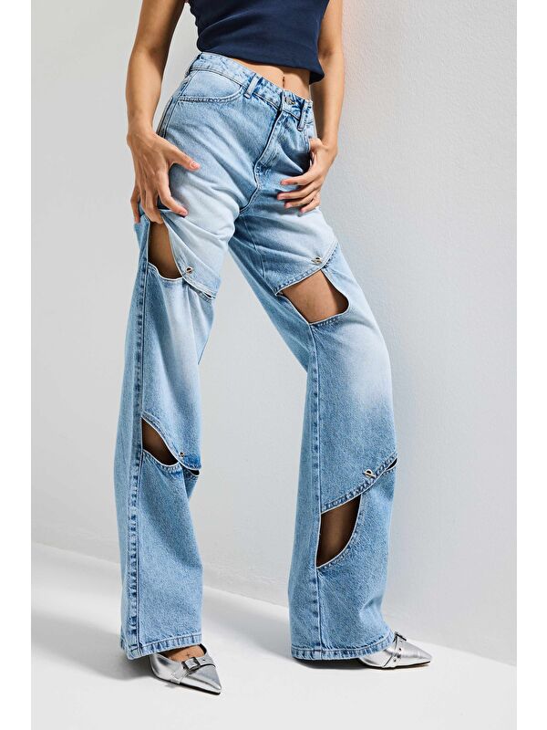It's Basic Kadın Mavi 4s6-27 Loose Fit %100 Pamuk Özel Tasarım Denim Jean