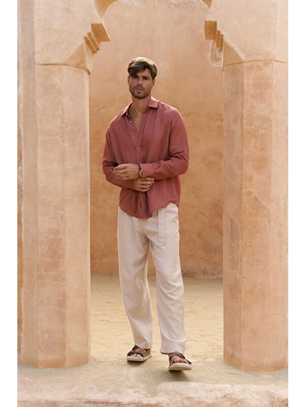 Mai Collection Lorenza Kemer Detay Bej Erkek Pantolon