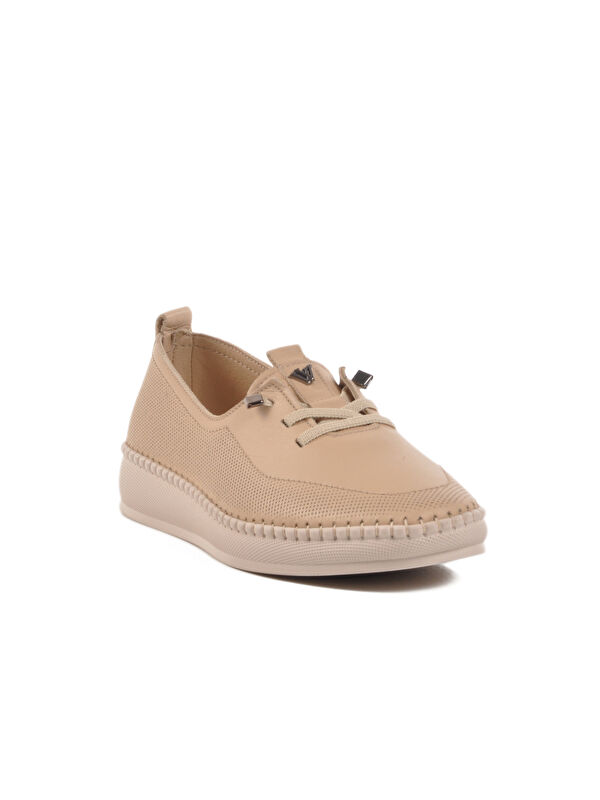 Bej Hakiki Deri Anatomik Kadın Casual Ayakkabı Z083 Z - Görsel 4