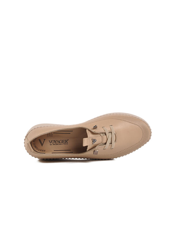 Bej Hakiki Deri Anatomik Kadın Casual Ayakkabı Z083 Z - Görsel 5