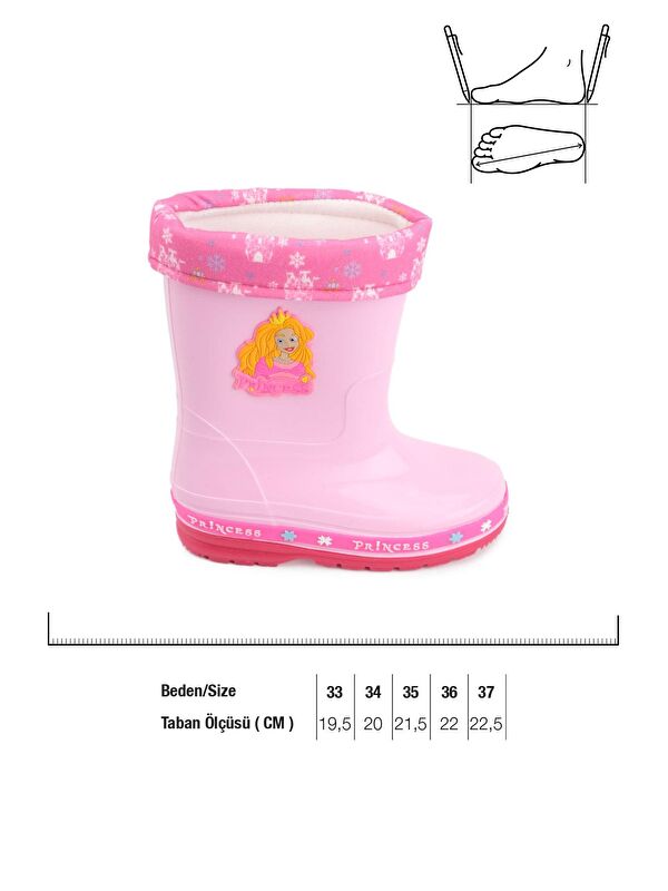 Kışlık Prenses Kız Çocuk Yağmur Çizme - Görsel 3