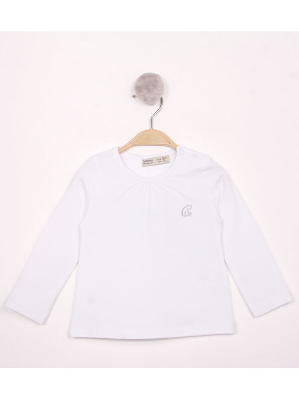 Toontoykids Kız Bebek Göğsü Nakışlı T-Shirt