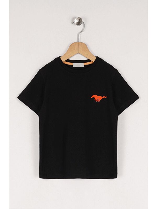 Zepkids Bisiklet Yaka Kısa Kol Baskılı Siyah Renk Erkek Çocuk Tshirt