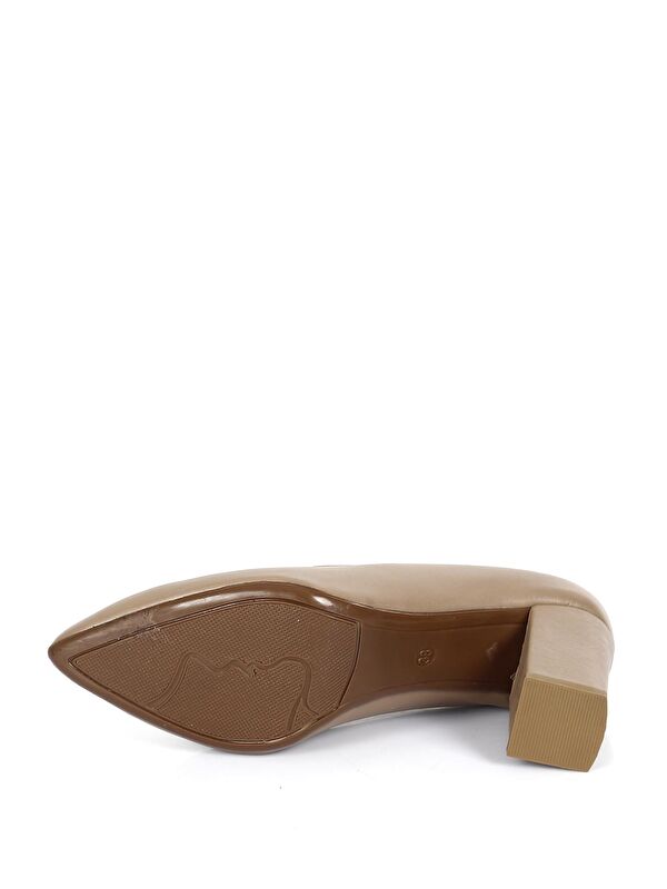 VİZON Hakiki Deri Sivri Burun Yüksek Kalın Topuklu Kadın Ayakkabı 24171 - Görsel 9