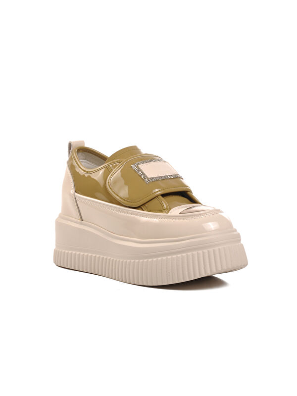 Bej Gizli Topuklu Kadın Sneaker 24K373 - Görsel 4