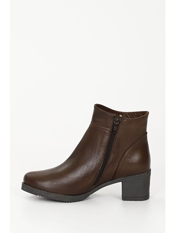 KAHVERENGİ Hakiki Deri Yuvarlak Burun Kadın Günlük Bot 51487 - Görsel 7