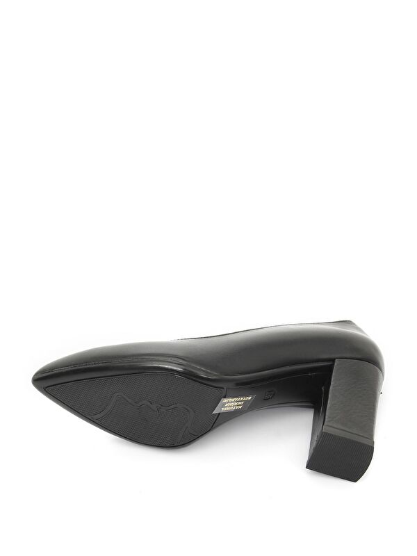 SİYAH Hakiki Deri Sivri Burun Yüksek Kalın Topuklu Kadın Ayakkabı 24171 - Görsel 8