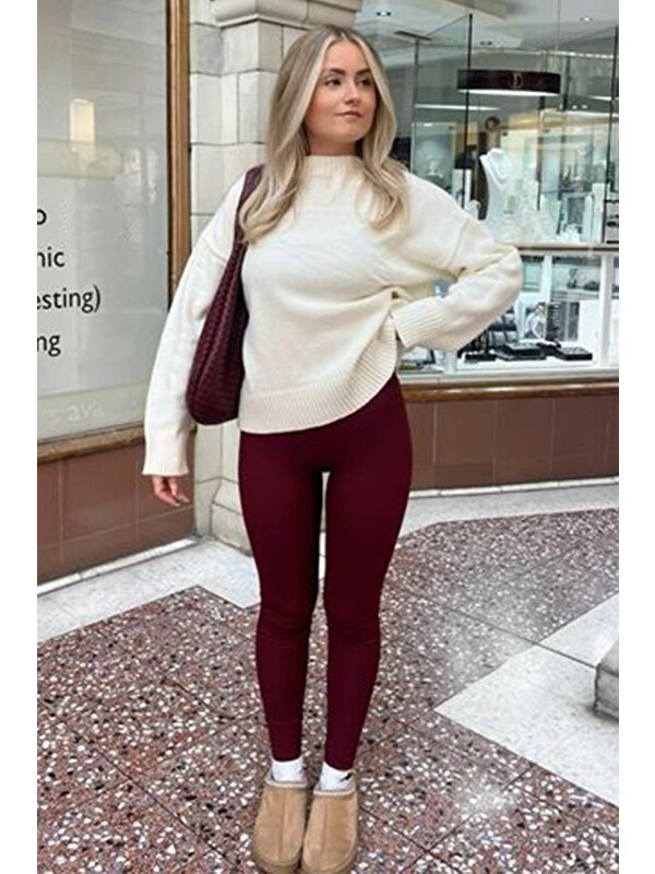 Madmext Bordo Yüksek Bel Kadın Tayt Mg2230
