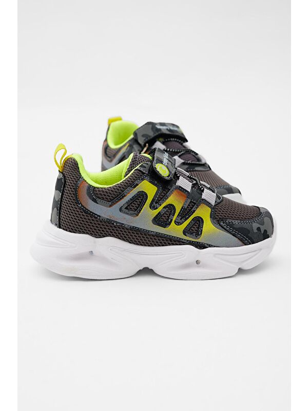 Çocuk Unisex Füme Kamuflaj Rahat Kalıp Işıklı Cırtlı Ayakkabı - Görsel 4