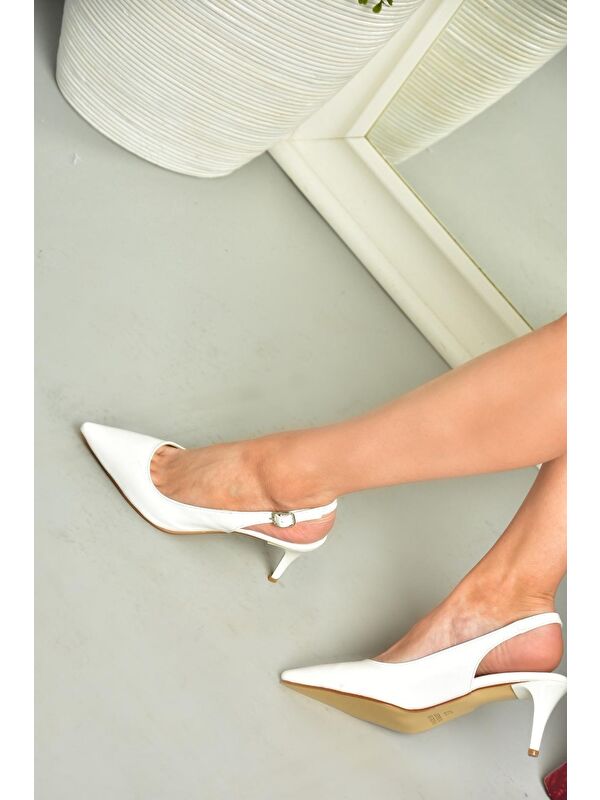 S7265660 Beyaz Kadın Topuklu Ayakkabı - Görsel 5