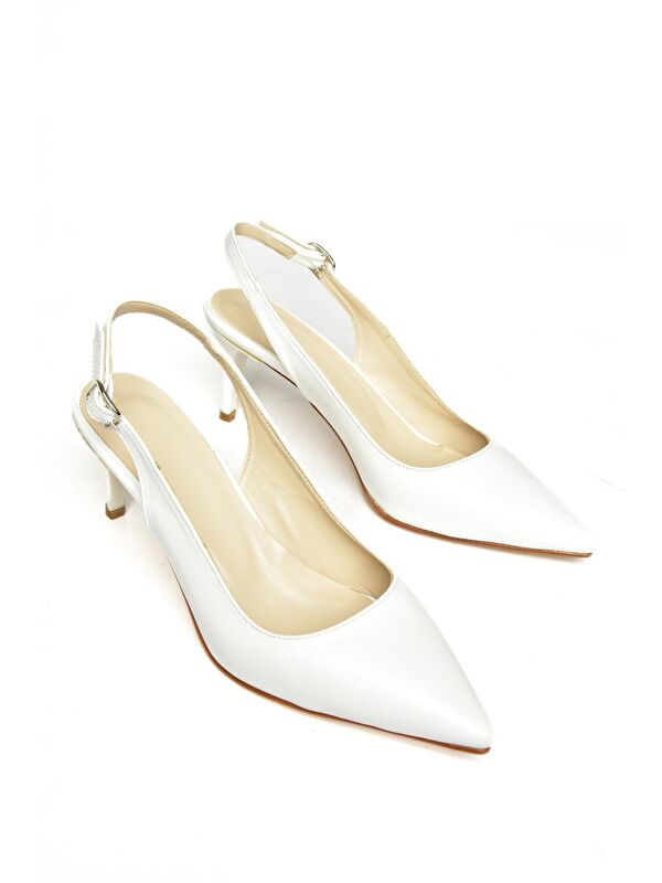 S7265660 Beyaz Kadın Topuklu Ayakkabı - Görsel 4