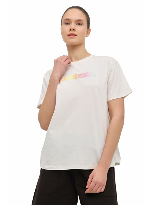 Lumberjack WL 11KEMY Ekru Kadın Kısa Kol T-Shirt