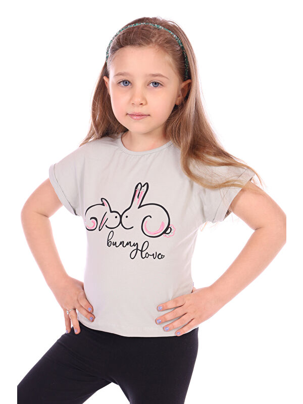Toontoykids Kız Bebek Tavşan Baskılı Nakışlı Tişört