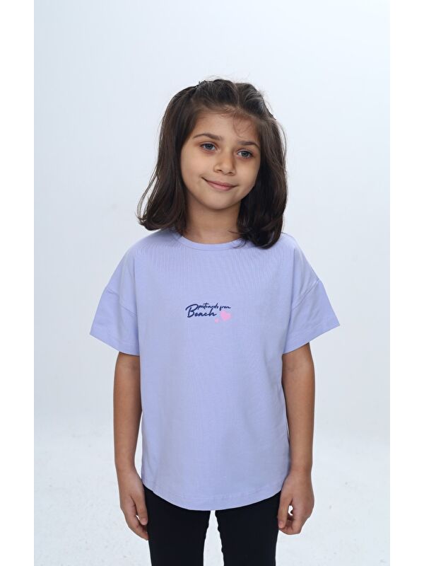 Toontoykids Kız Çocuk Baskılı Bisiklet Yaka Kısa Kollu Tişört 24977