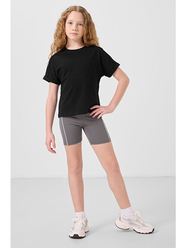 Tommylife Koyu Gri Esnek Standart Fit Basic Performans Kız Çocuk Tayt - 75189