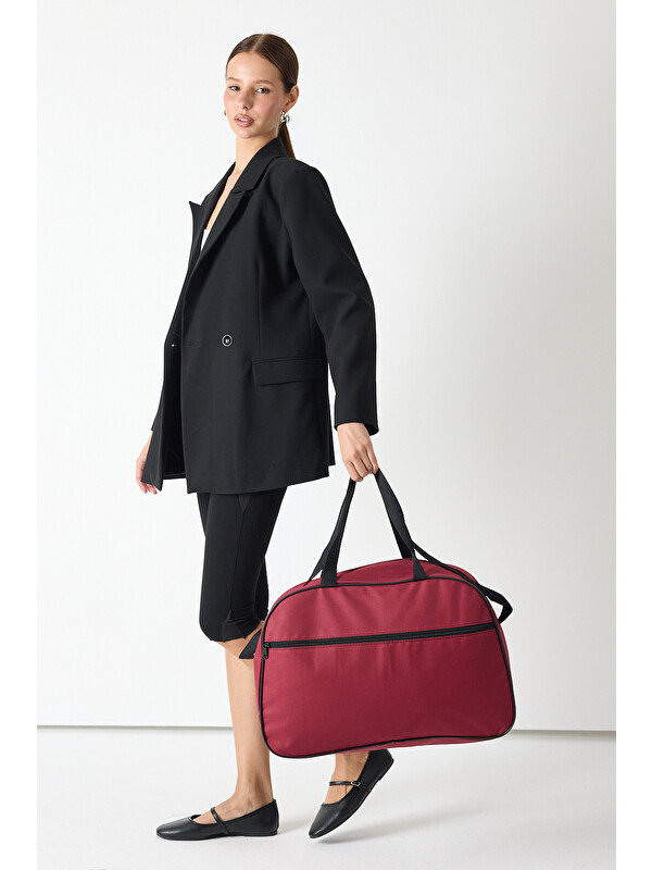 TONNY BLACK Unisex Bordo Önü Fermuarlı Seyehat ve Spor Çantası