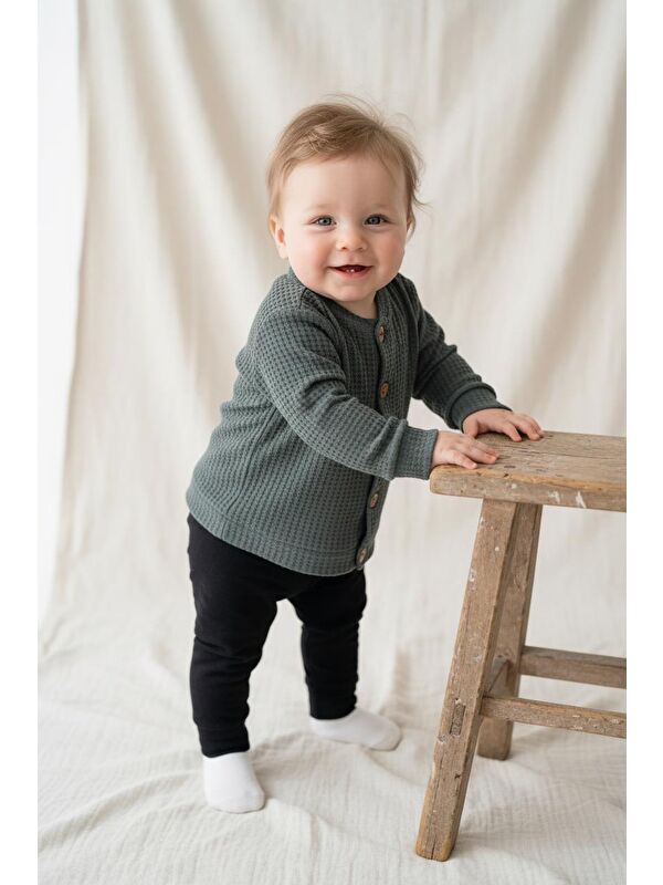 Miababy Elastanlı Gofre Bebek Hırka