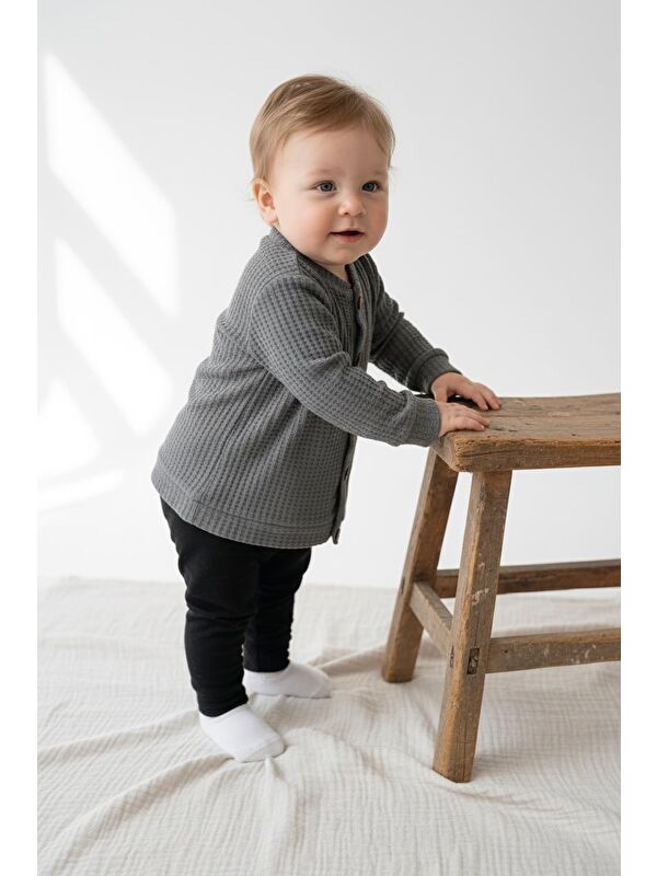 Miababy Elastanlı Gofre Bebek Hırka