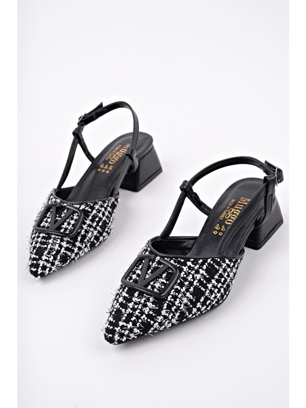 JUMANİ Sivri Burun Tokalı Arkası Açık Klasik Kısa Topuklu Kadın Ayakkabı - Görsel 3