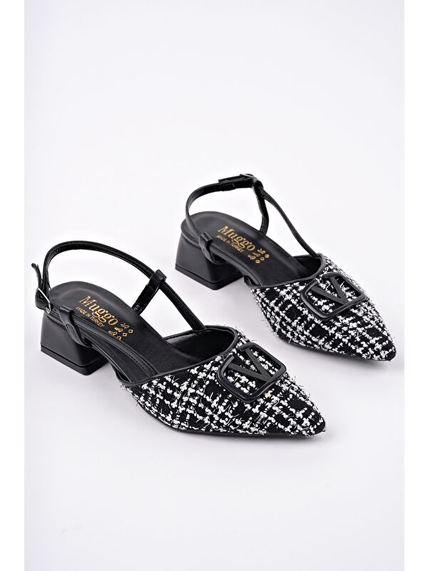 JUMANİ Sivri Burun Tokalı Arkası Açık Klasik Kısa Topuklu Kadın Ayakkabı - Görsel 4