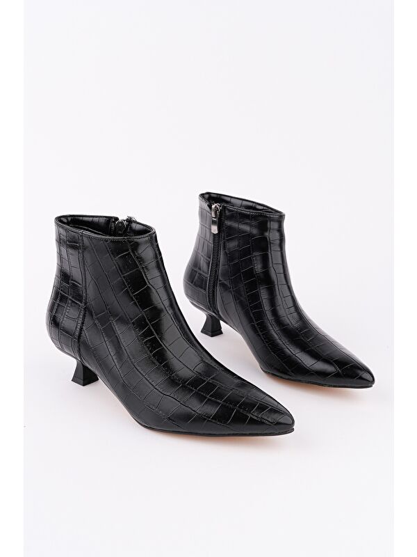 ÇAÇA Kroko Desenli Sivri Burun İnce Topuklu Fermuarlı Kadın Bot - Görsel 3
