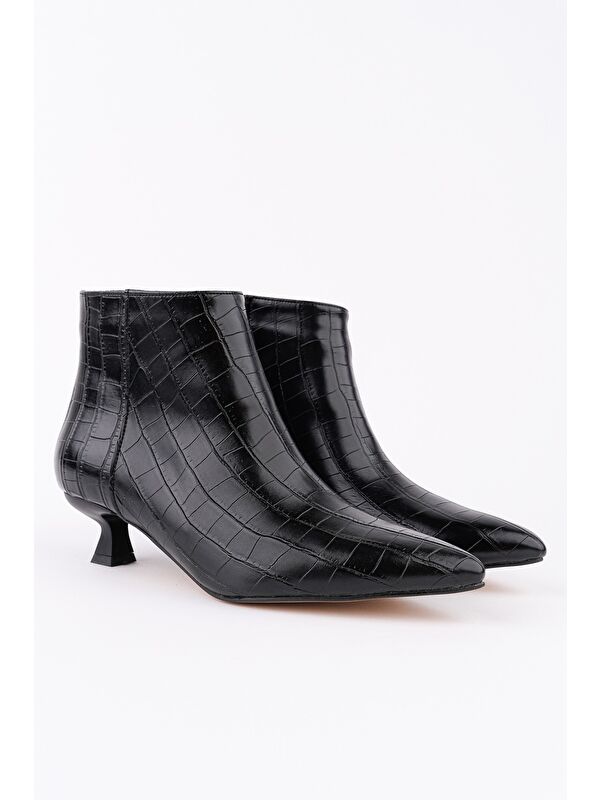 ÇAÇA Kroko Desenli Sivri Burun İnce Topuklu Fermuarlı Kadın Bot - Görsel 4