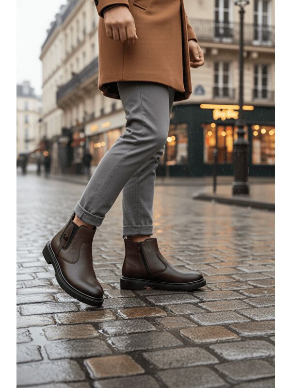 GERALT Fermuarlı İçi Kürklü Erkek Kışlık Bot - Görsel 4