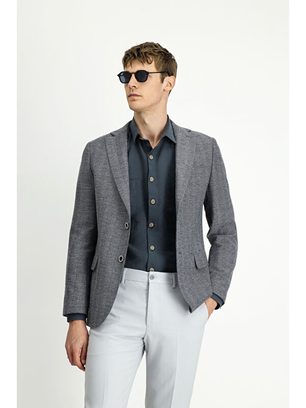 Kiğılı Regular Fit Yünlü Desenli Ceket