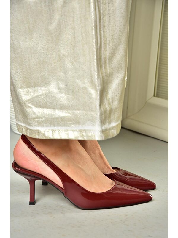 S8208601 Bordo Kadın Topuklu Ayakkabı - Görsel 7